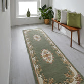Royal Green Traditional Hand Tufted Wool Runner Rug - Pendle Village Furniture
